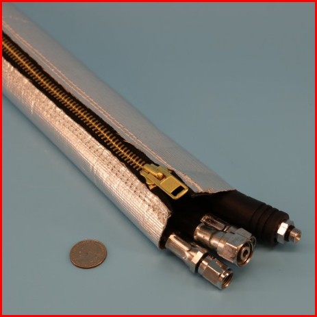 aluminum foil coated fiberglass sleeve with hook loop closure heat reflective wire cable hose protection