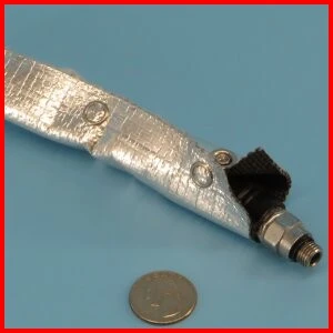 test aluminum foil coated fiberglass sleeve with snaps heat reflective wire cable hose protection